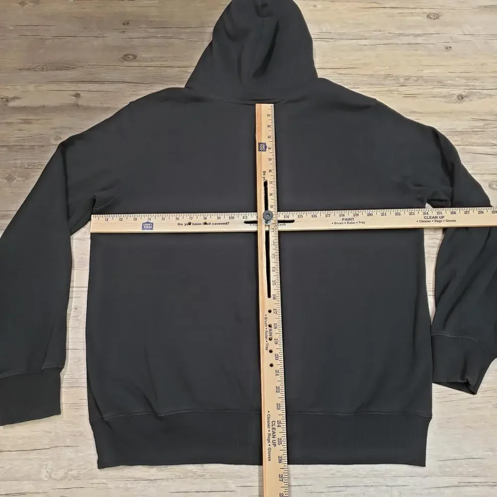 The North Face Hoodie Sweatshirt Mens Large Black Big Logo Fleece Pullover A4M4B